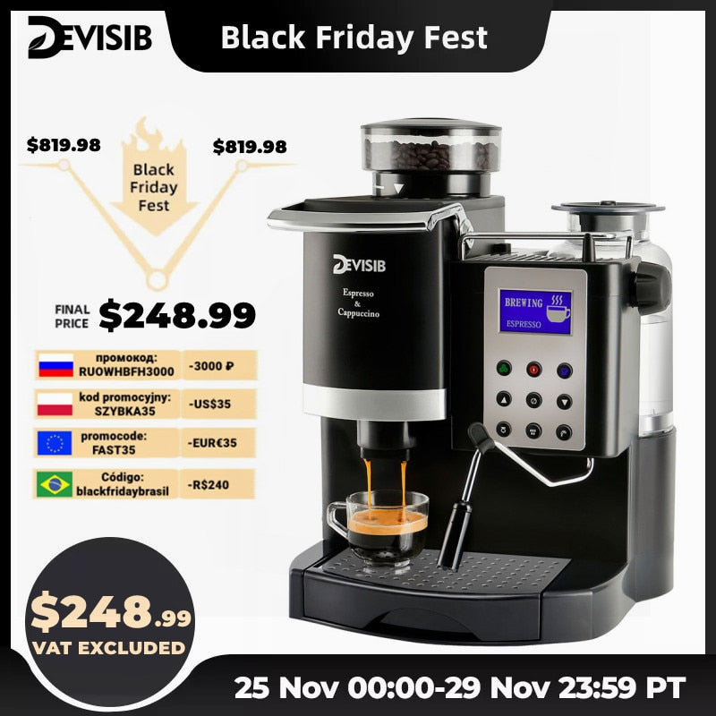 DEVISIB Professional All-in-One Espresso Coffee Machine Americano